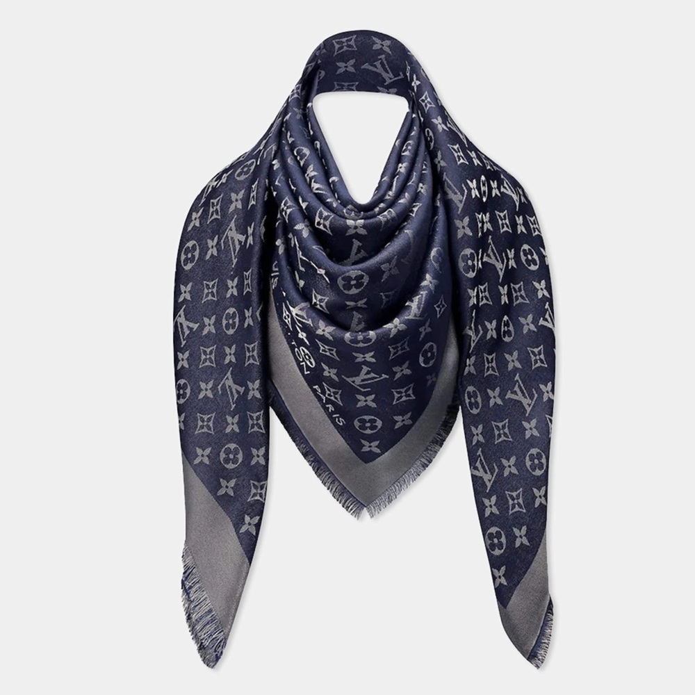Louis Vuitton Blue Nuit Monogram Shine Shawl